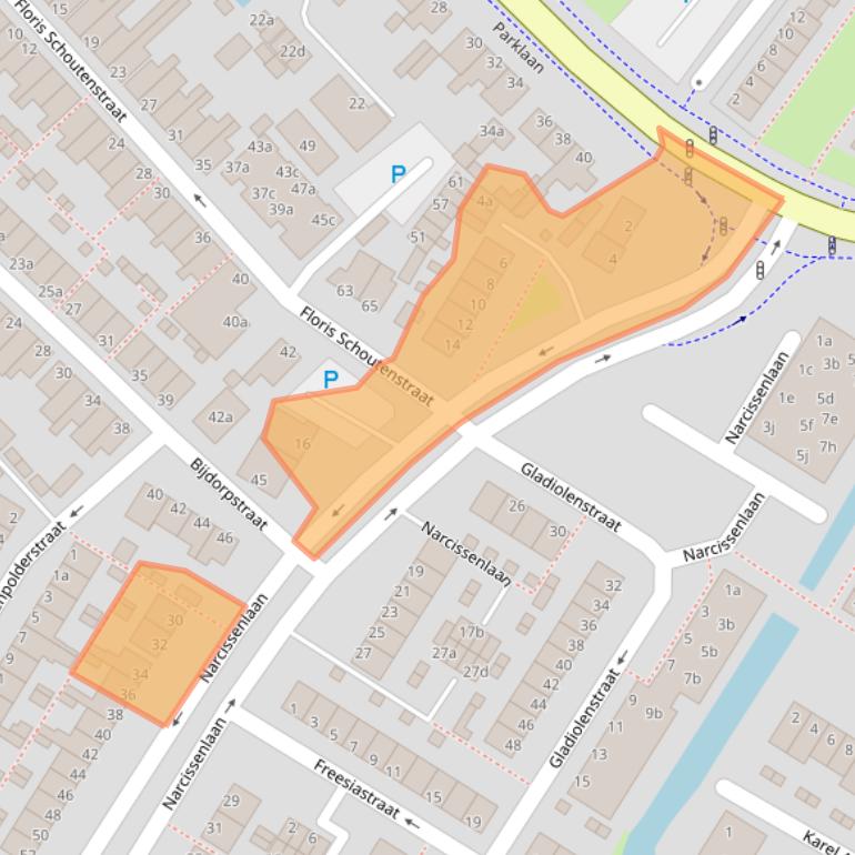 Kaart van postcodegebied 2172TC.