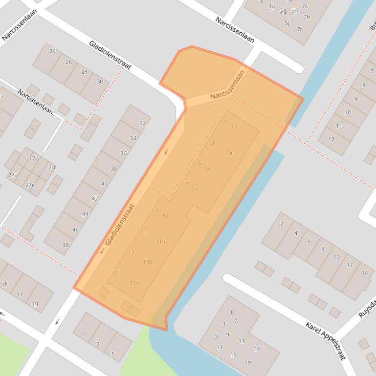 Kaart van postcodegebied 2172TG.