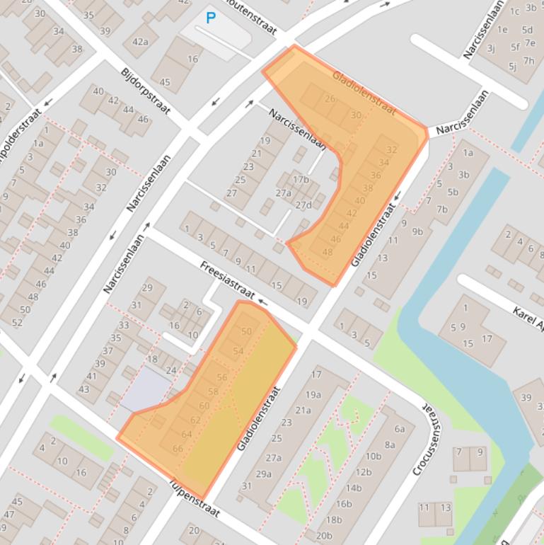 Kaart van postcodegebied 2172TJ.