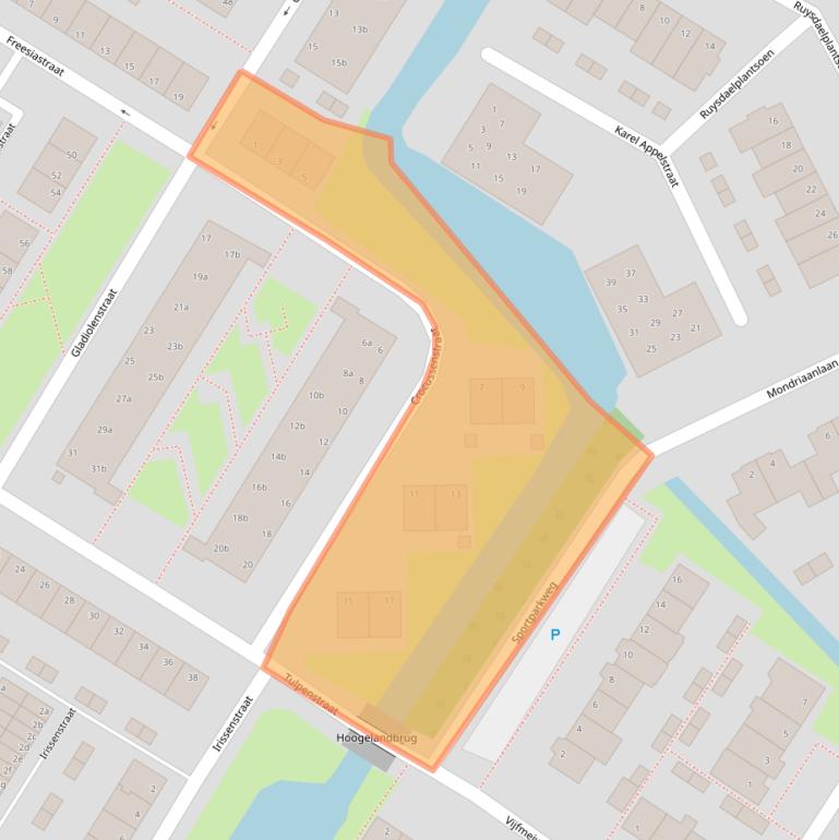 Kaart van postcodegebied 2172TP.