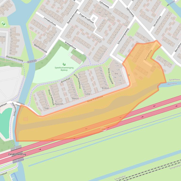 Kaart van postcodegebied 2172VJ.