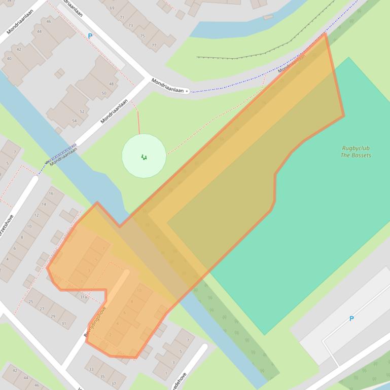 Kaart van postcodegebied 2172VT.