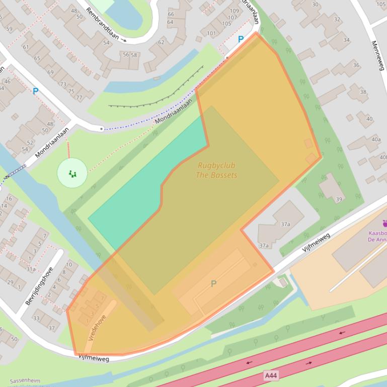 Kaart van postcodegebied 2172VV.