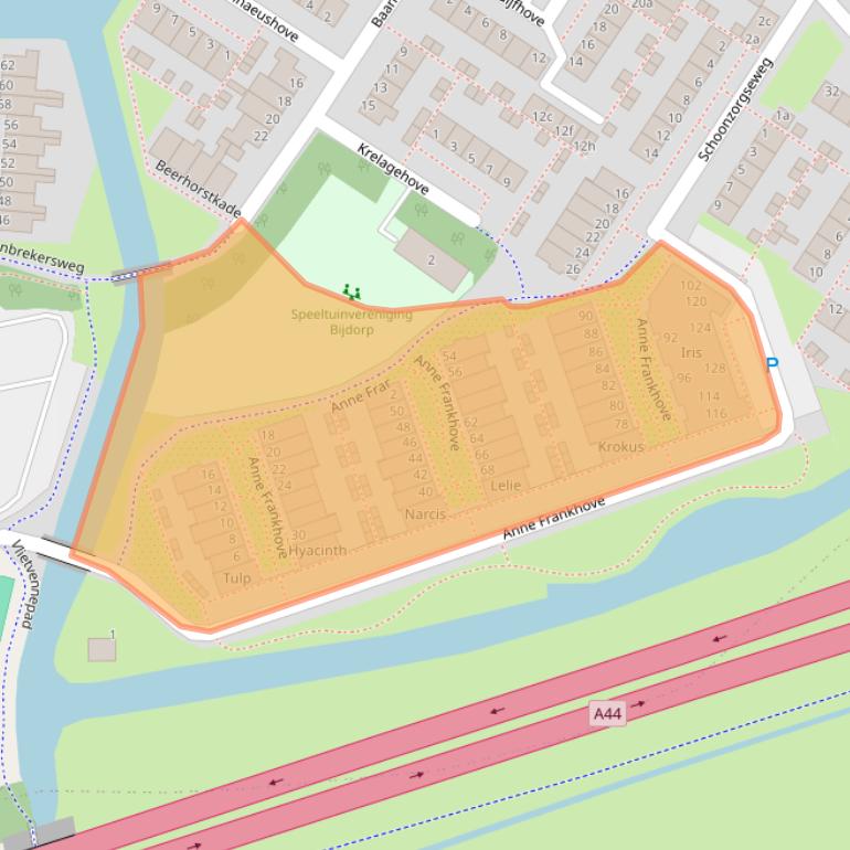 Kaart van postcodegebied 2172VW.