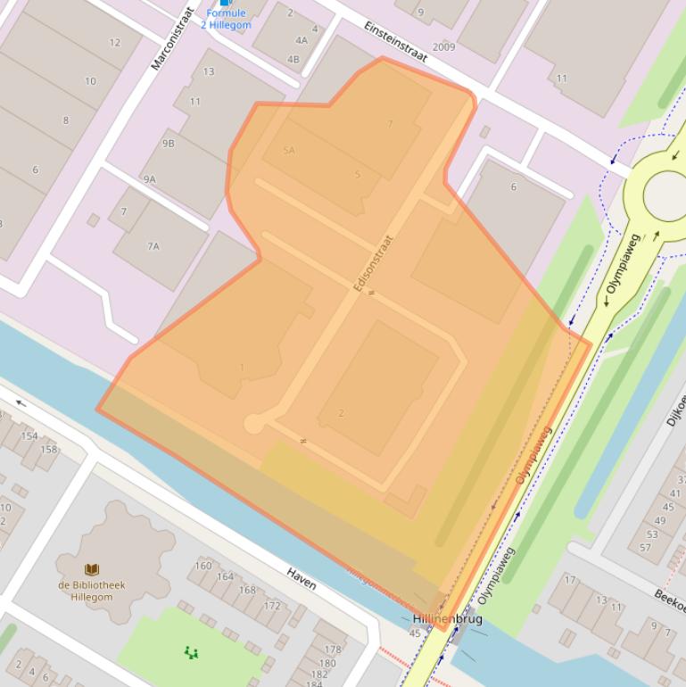 Kaart van postcodegebied 2181AB.