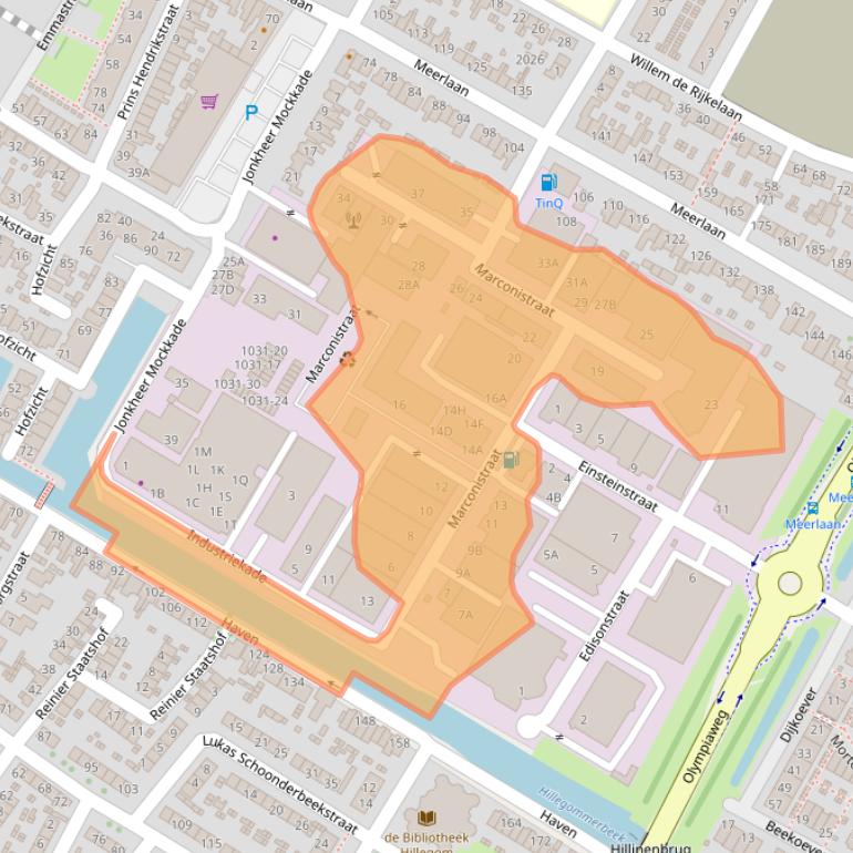 Kaart van postcodegebied 2181AK.