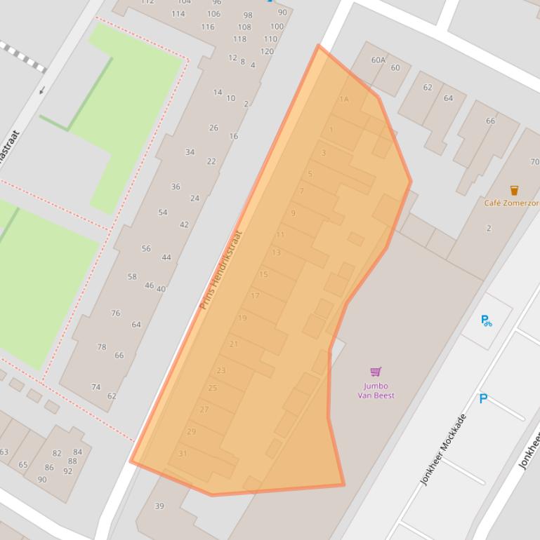 Kaart van postcodegebied 2181AN.