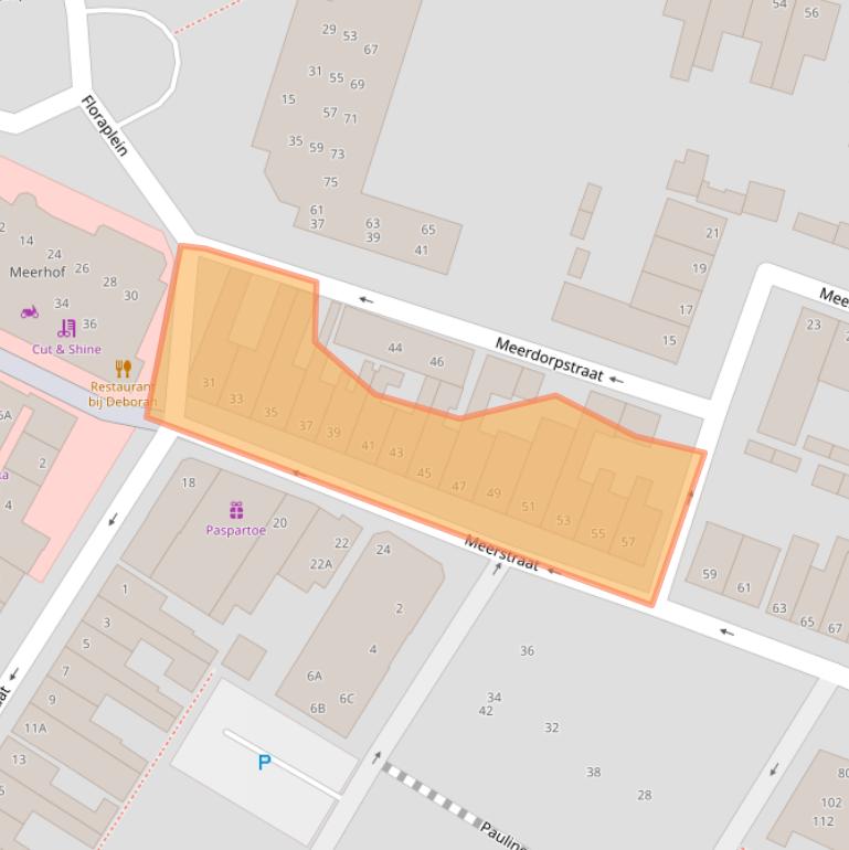 Kaart van postcodegebied 2181BJ.