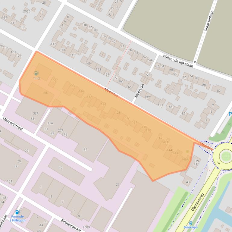 Kaart van postcodegebied 2181BV.