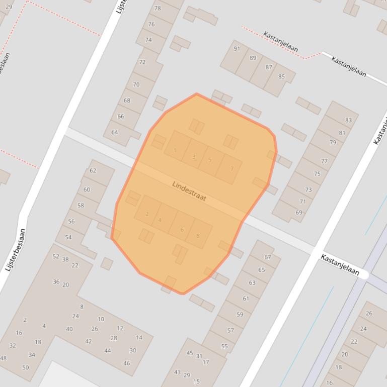 Kaart van postcodegebied 2181CJ.