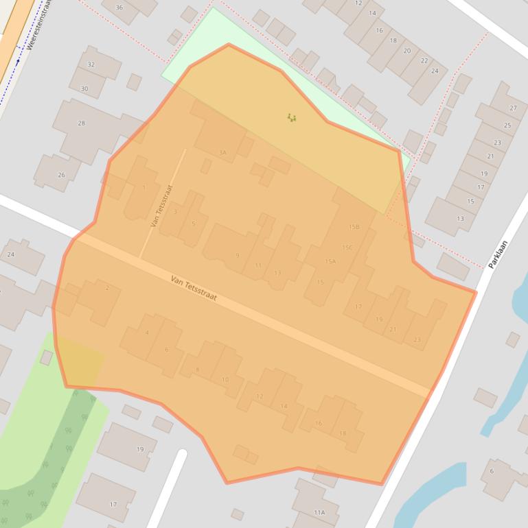 Kaart van postcodegebied 2181DA.