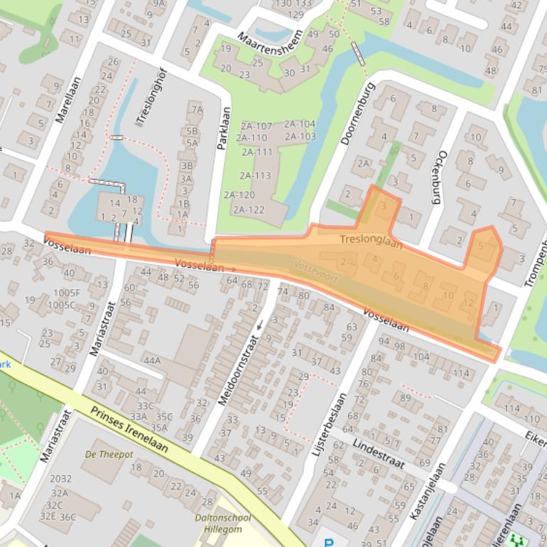 Kaart van postcodegebied 2181DC.