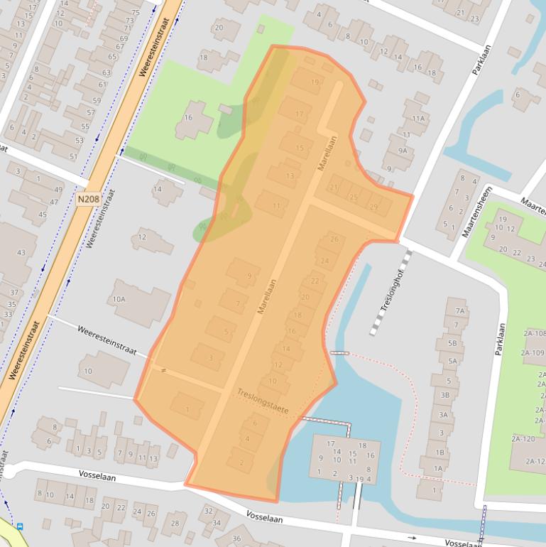 Kaart van postcodegebied 2181DW.
