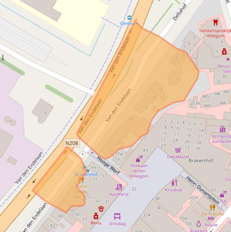 Kaart van postcodegebied 2181EK.