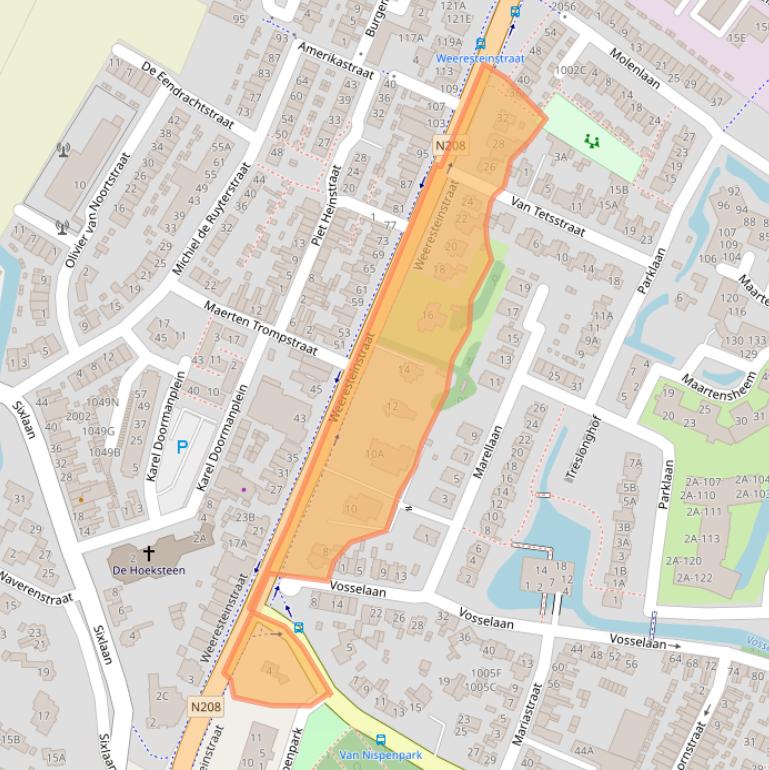 Kaart van postcodegebied 2181GA.