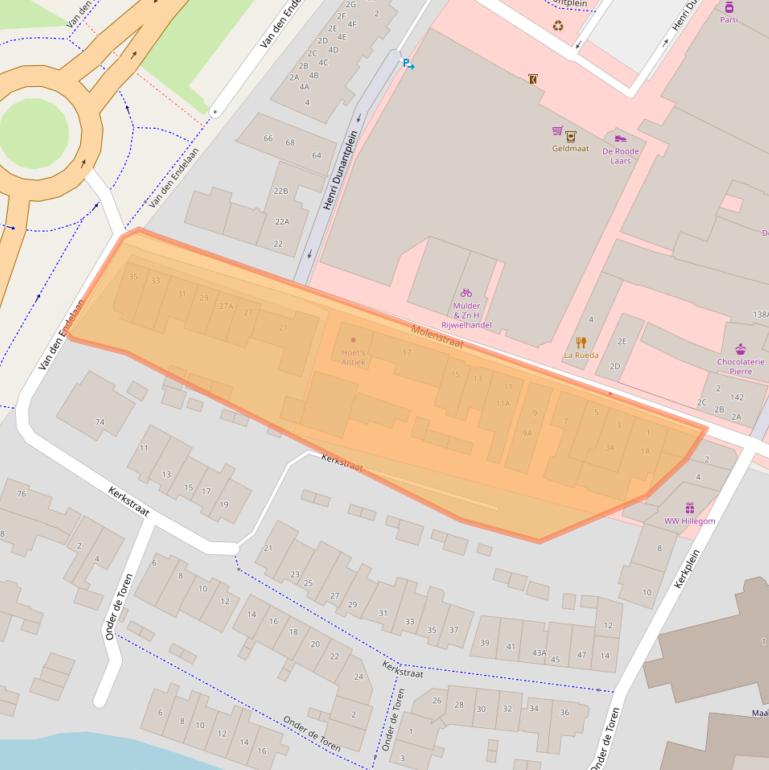 Kaart van postcodegebied 2181JA.