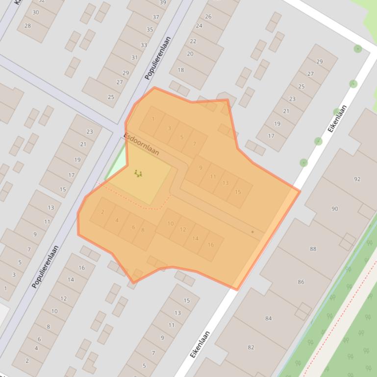 Kaart van postcodegebied 2181KD.