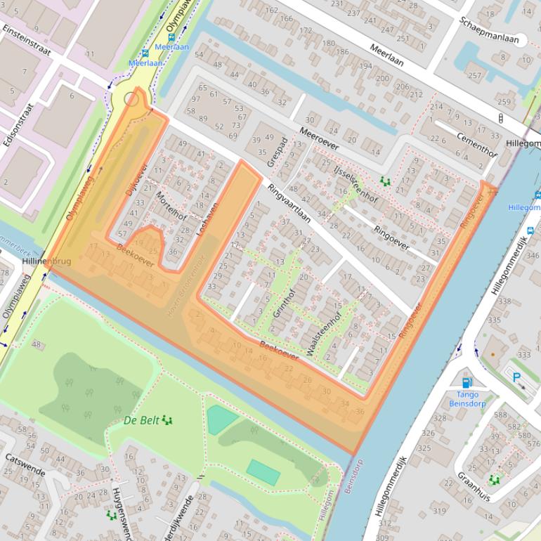 Kaart van postcodegebied 2181NA.