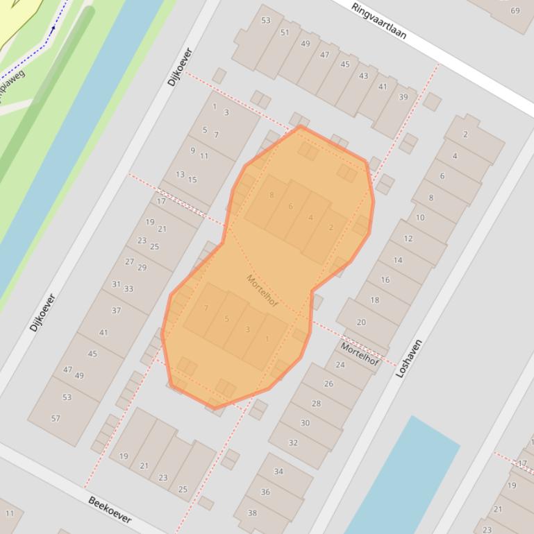 Kaart van postcodegebied 2181NL.