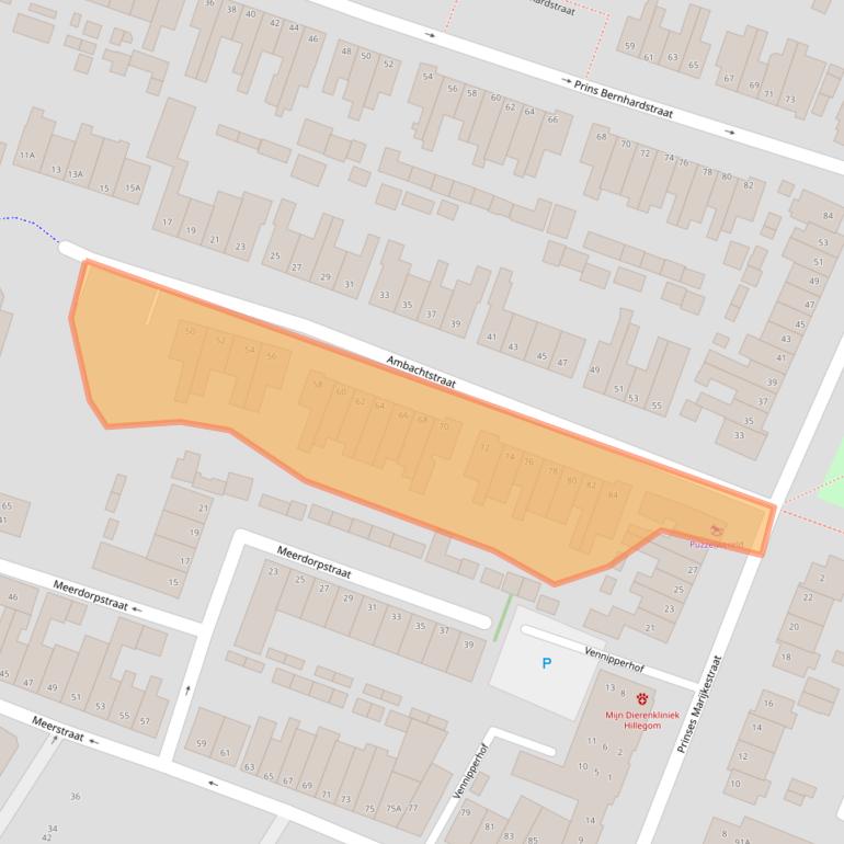 Kaart van postcodegebied 2181RG.