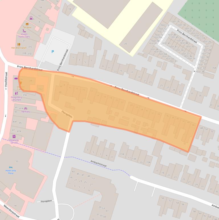 Kaart van postcodegebied 2181RK.