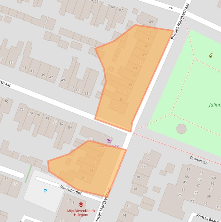 Kaart van postcodegebied 2181RM.
