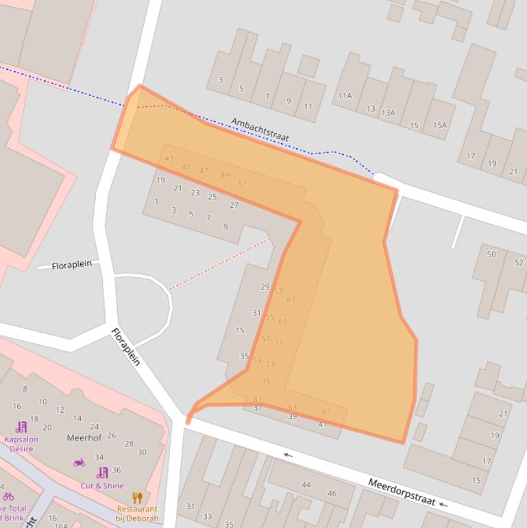 Kaart van postcodegebied 2181RW.