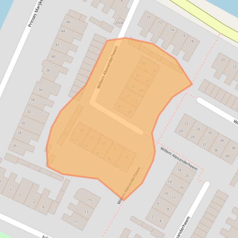 Kaart van postcodegebied 2181SE.