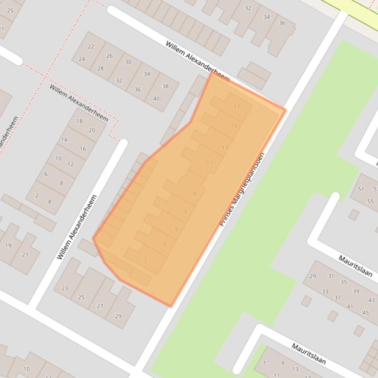Kaart van postcodegebied 2181SJ.