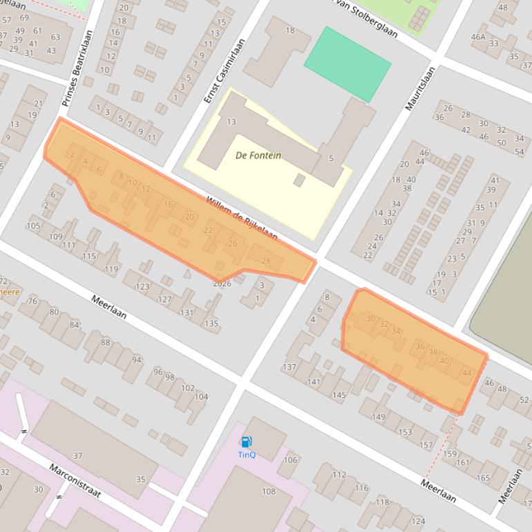 Kaart van postcodegebied 2181TB.