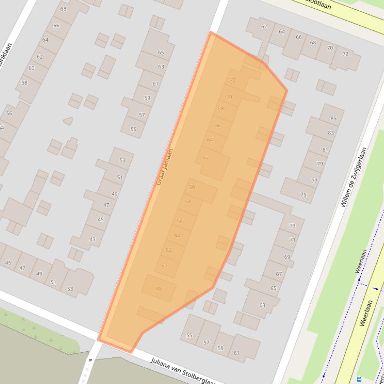Kaart van postcodegebied 2181TM.