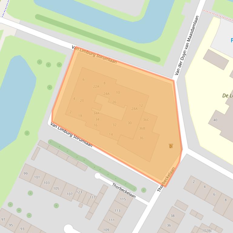 Kaart van postcodegebied 2181VV.