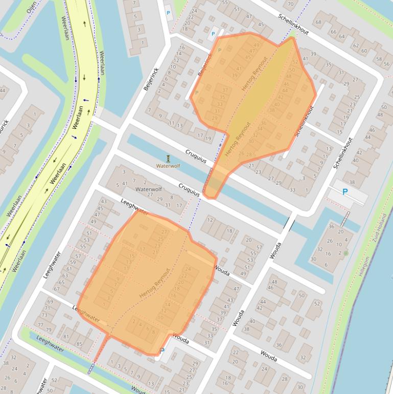 Kaart van postcodegebied 2181WD.