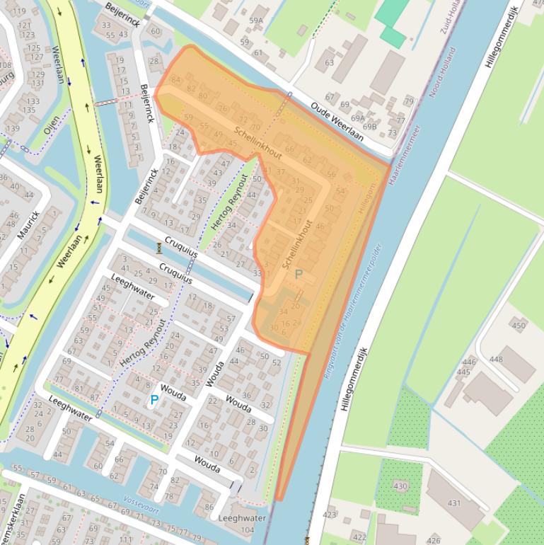 Kaart van postcodegebied 2181WG.