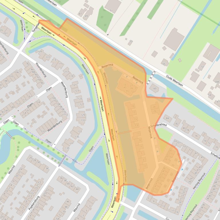 Kaart van postcodegebied 2181WH.