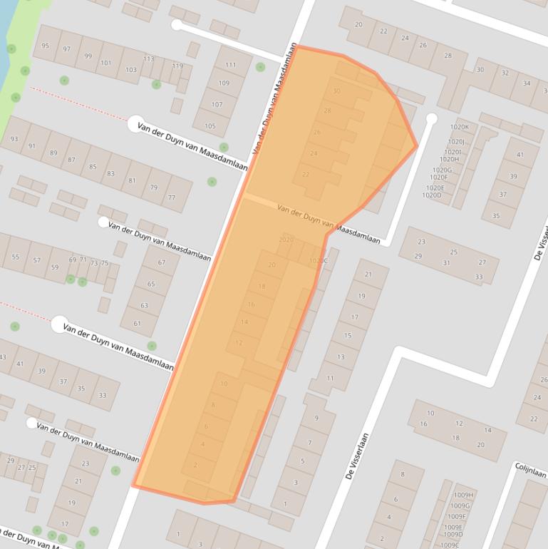 Kaart van postcodegebied 2181XD.