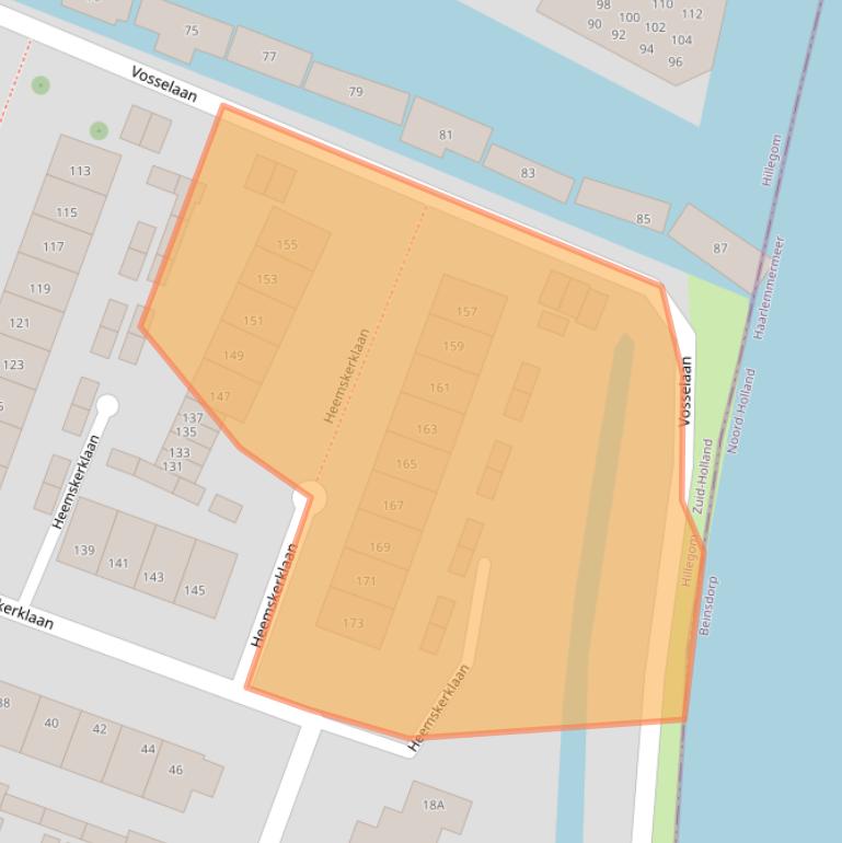 Kaart van postcodegebied 2181XP.