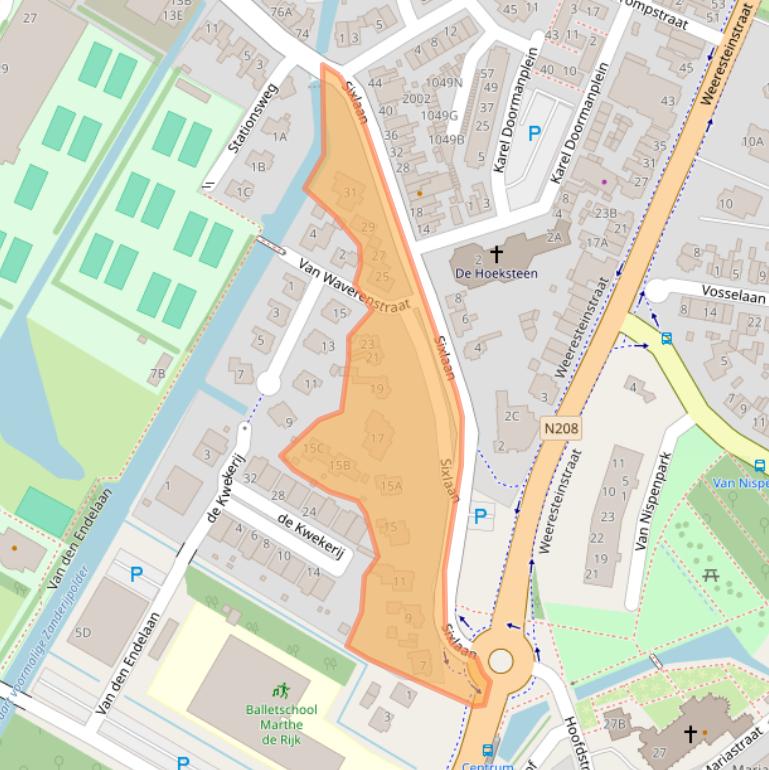 Kaart van postcodegebied 2182AA.