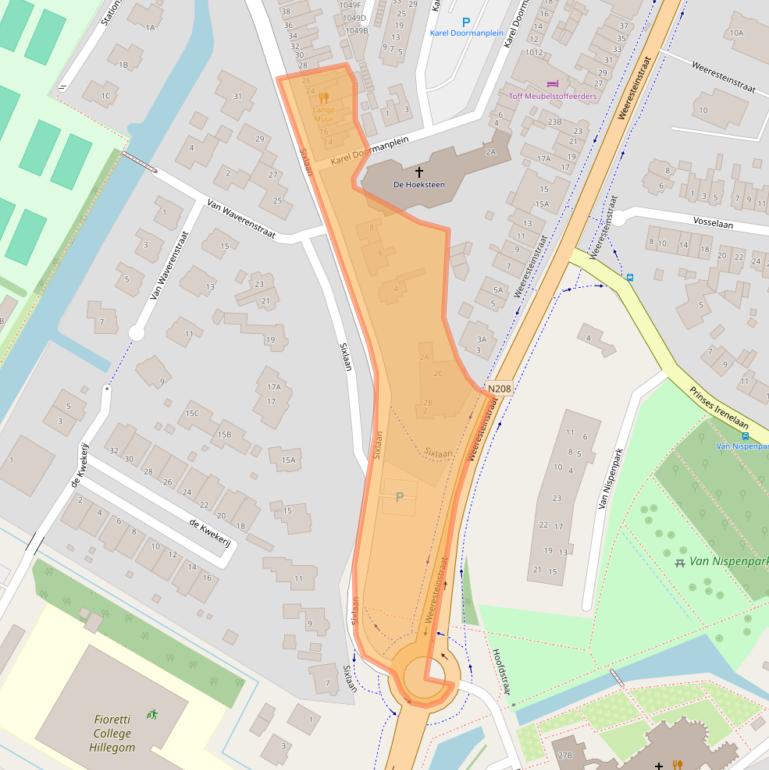 Kaart van postcodegebied 2182AB.