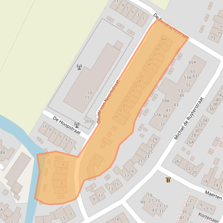 Kaart van postcodegebied 2182AE.