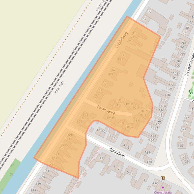 Kaart van postcodegebied 2182CR.