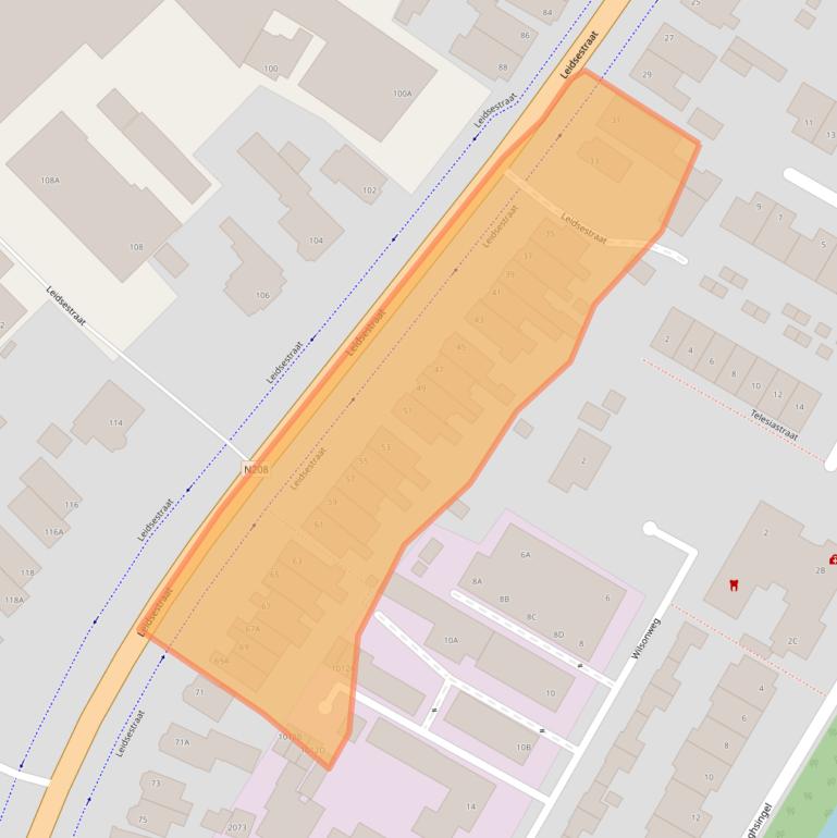 Kaart van postcodegebied 2182DH.