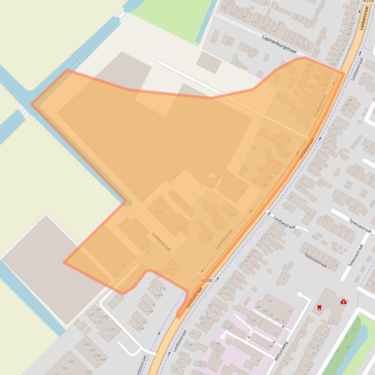 Kaart van postcodegebied 2182DR.