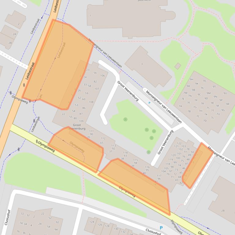 Kaart van postcodegebied 2182EG.