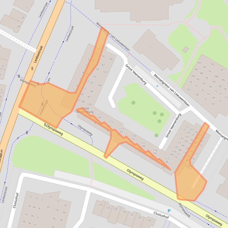 Kaart van postcodegebied 2182EH.