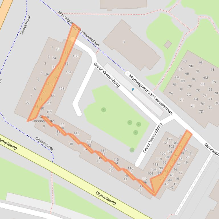 Kaart van postcodegebied 2182EJ.