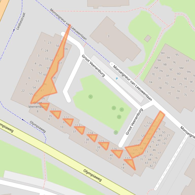 Kaart van postcodegebied 2182EK.