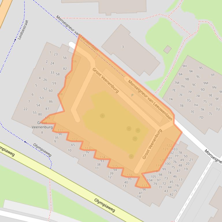 Kaart van postcodegebied 2182EL.