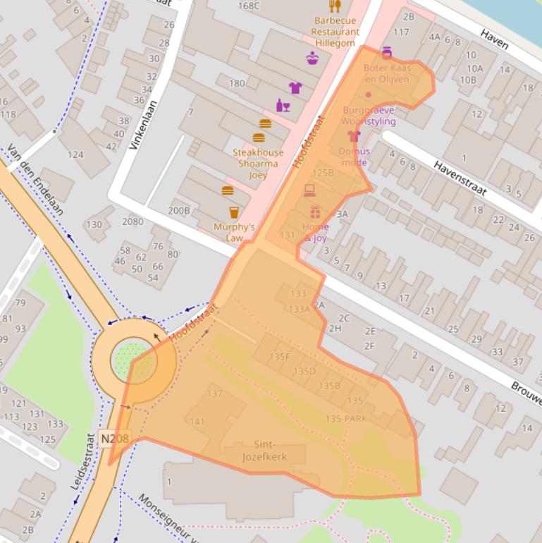 Kaart van postcodegebied 2182EN.