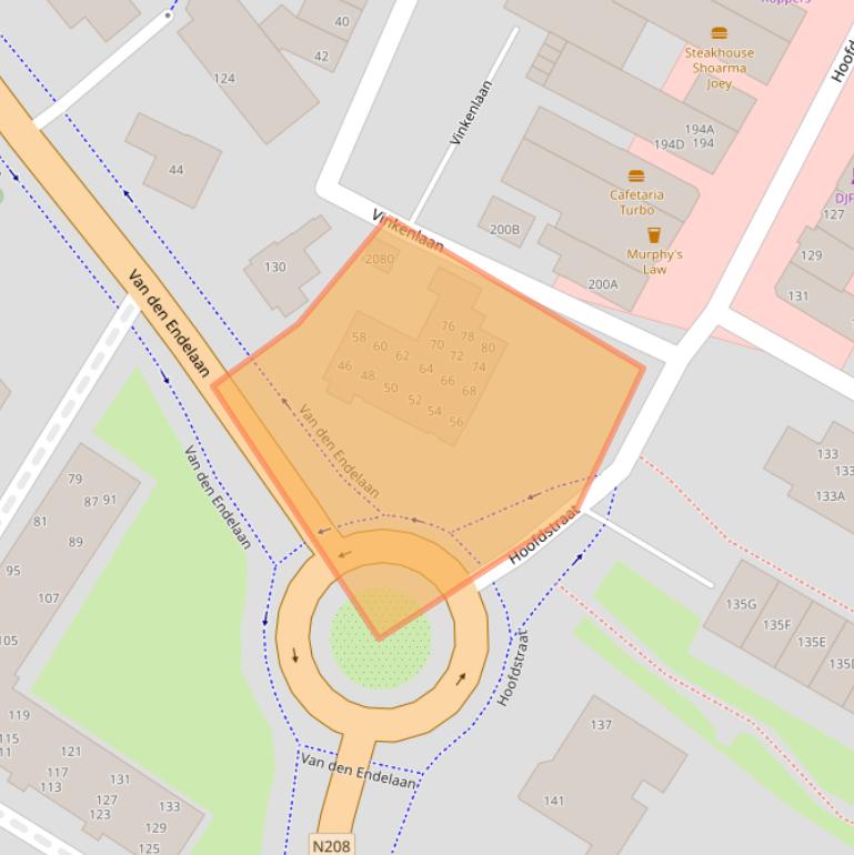 Kaart van postcodegebied 2182JE.